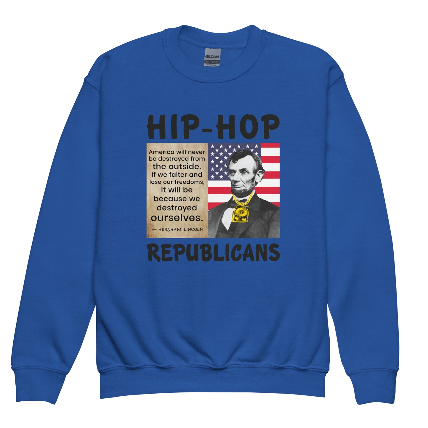 Abraham Lincoln Hip-Hop Republicans Youth crewneck sweatshirt