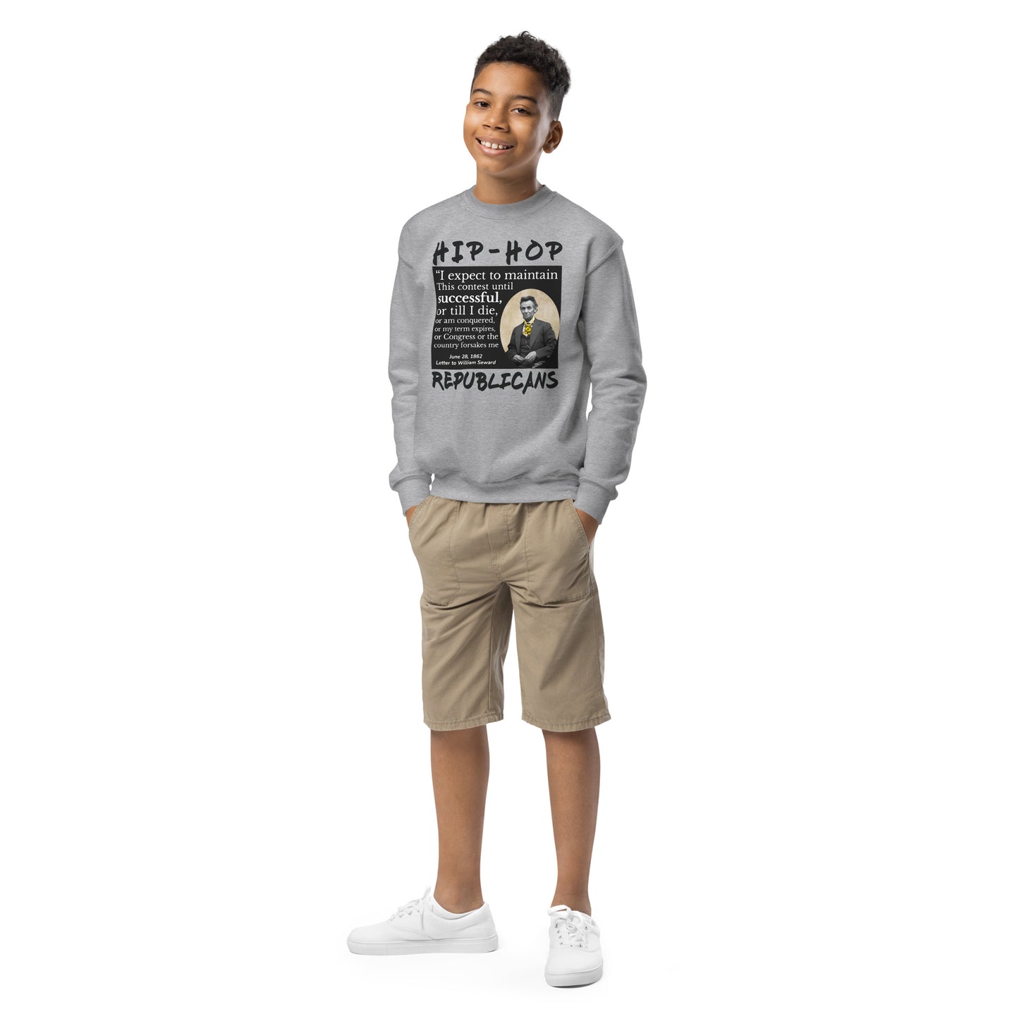 Abraham Lincoln Hip-Hop Republicans Youth crewneck sweatshirt
