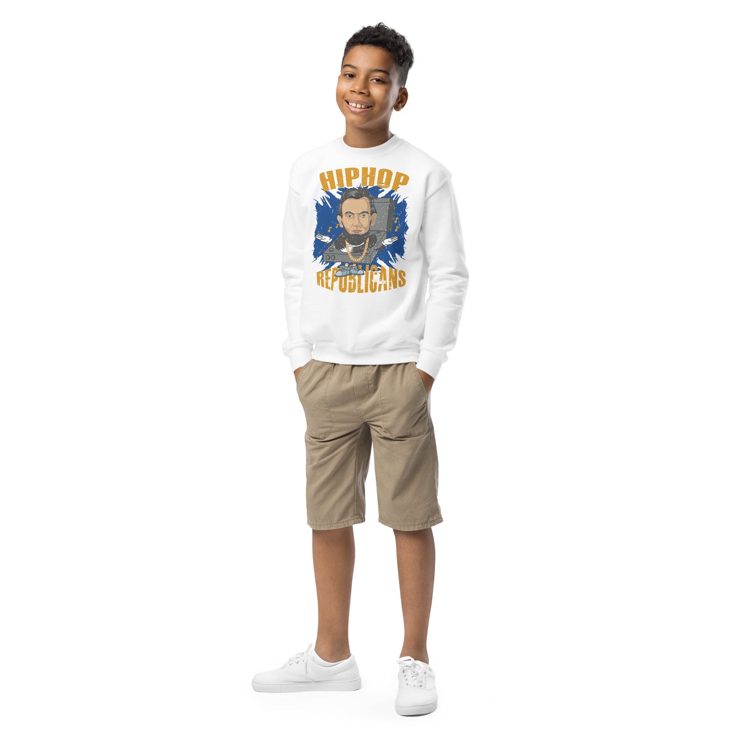 Abraham Lincoln Hip-Hop Republicans Youth Crewneck Sweatshirt