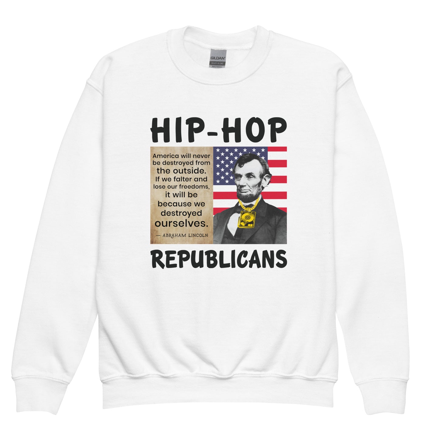Abraham Lincoln Hip-Hop Republicans Youth crewneck sweatshirt